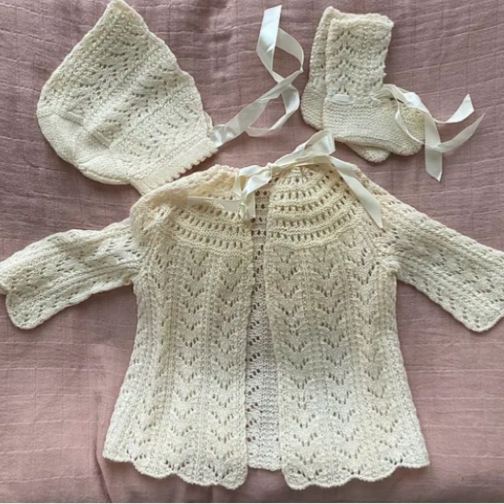Handmade Cream Baby Knit Set